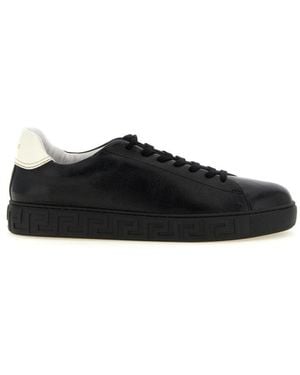 Versace Leather Trainers - Black