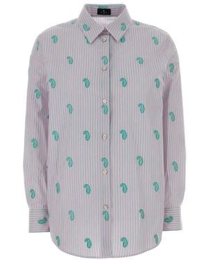 Etro Regular Embroidered Shirt - Gray