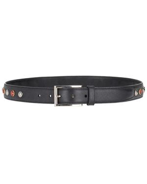 Prada Crystal Embellished Buckle Belt - Black