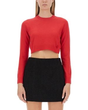 Patou Solid Crew Neck Sweater - Red