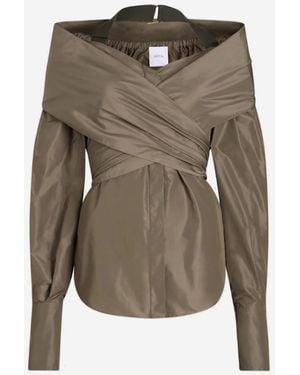 Patou Recycled Nylon Crossover Blouse - Green