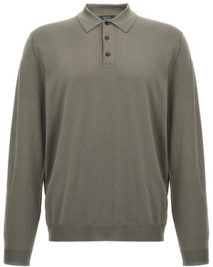 Zanone Wool Polo Shirt - Gray