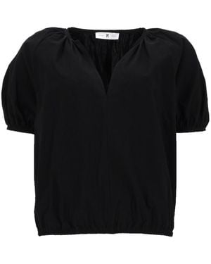 PT Torino Solid V Neck Top - Black