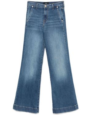 7 For All Mankind Wide-Leg Denim Jeans - Blue