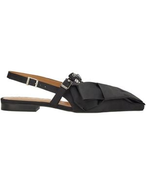 Ganni Satin Ballet Flats - Black