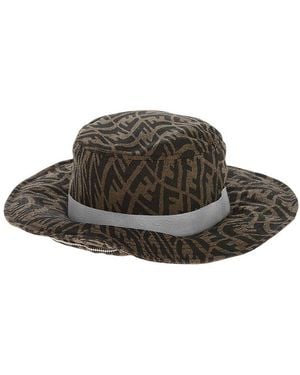 Fendi Signature Logo Bucket Hat - Brown