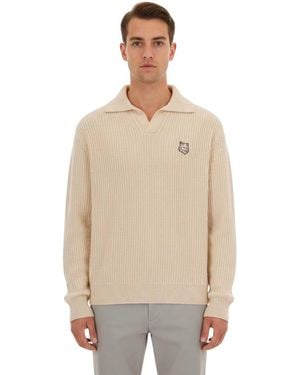 Maison Kitsuné Logo Polo Sweater - Natural