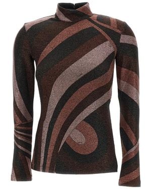 PUCCI Abstract Mock Collar Top - Brown