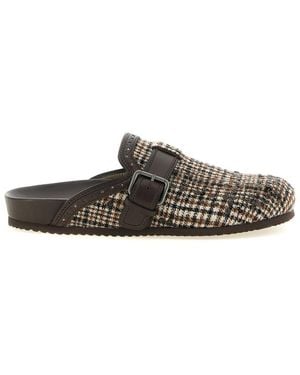 Brunello Cucinelli Checks Mules - Brown