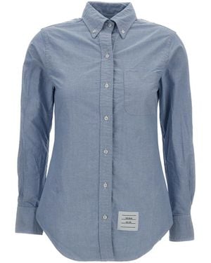 Thom Browne Slim Logo Shirt - Blue