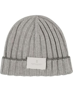 Brunello Cucinelli Knitted Beanie Cap - Gray