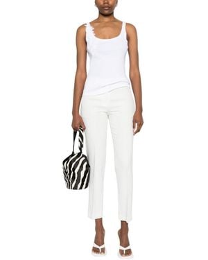 ERMANNO FIRENZE Embroidered Scoop Neck Top - White