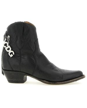 Comme des Garçons Embroidered Pointed Toe Boots - Black