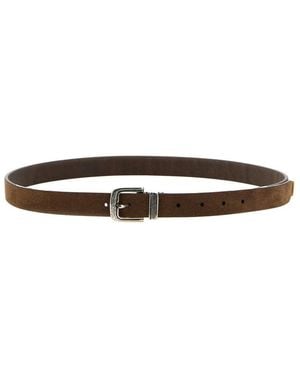 Brunello Cucinelli Engraved Buckle Belt - White