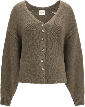 KHAITE Knitted V Neck Sweater - Brown