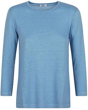 Base London Linen Jersey Long Sleeve T-Shirt - Blue