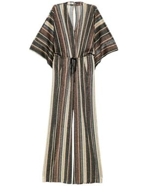 Siyu Stripes V Neck Jumpsuit - White