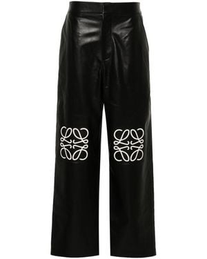 Loewe Anagram Baggy Leather Pants - Black