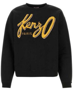 KENZO Embroidered Logo Cotton Sweatshirt - Black