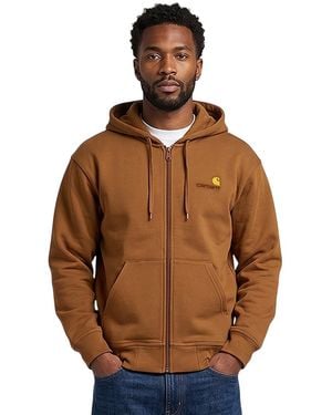 Carhartt Logo Zip Up Hoodie - Brown