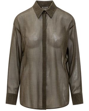 Ferragamo Oversized Logo Shirt - Brown