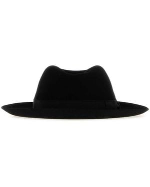 Borsalino Solid Fedora Hat - Black