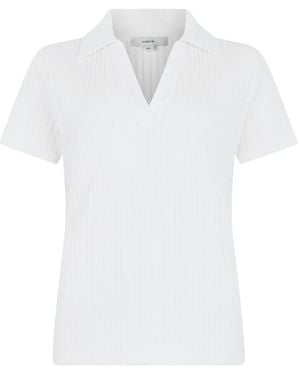 Vince Cotton Ribbed Polo - White
