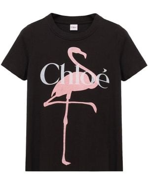 Chloé Graphic Crew Neck T-Shirt - Black