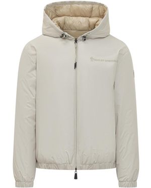 Moncler Offwhite Solid Hood Jacket - Gray