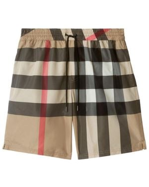 Burberry Check Swim Shorts - Natural
