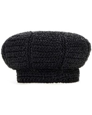 Prada Rafia Baker Boy Hat - Black
