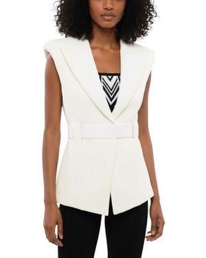 Balmain Solid Peaked Lapel Blazer - White