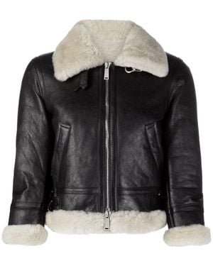 DSquared² Shearling Jacket With Logo - Black