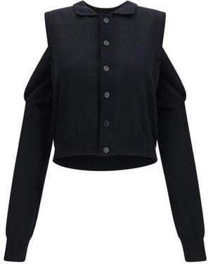 ALAINPAUL Solid Shirt Collar Cardigan - Black