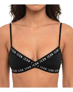 DSquared² Logo Bikini Top Swimwear - Black