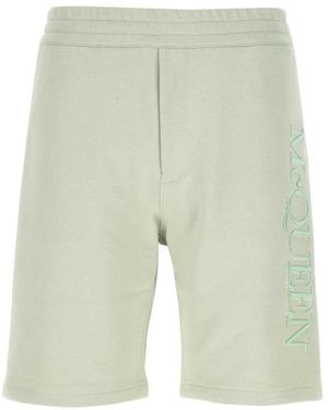 McQueen Pastel Cotton Bermuda Shorts - Green