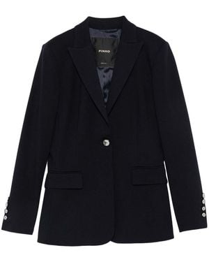 Pinko Solid Notched Lapel Blazer - Blue