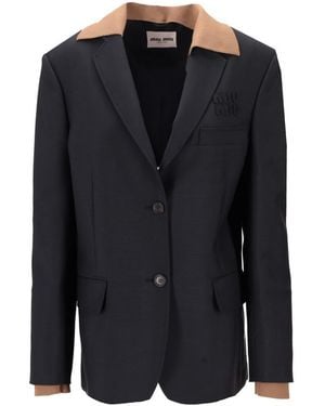 Miu Miu Notched Lapel Jacket - Black