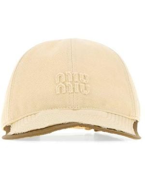 Miu Miu Cream Drill Baseball Cap - Natural
