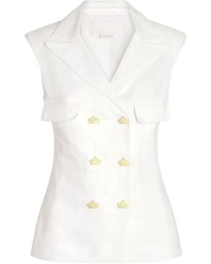 Genny Solid Notched Lapel Blazer - White