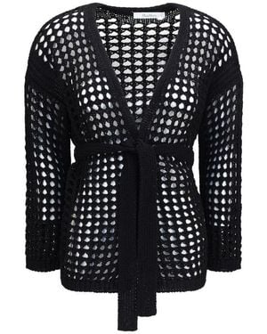 Max Mara Crochet V Neck Cardigan - Black
