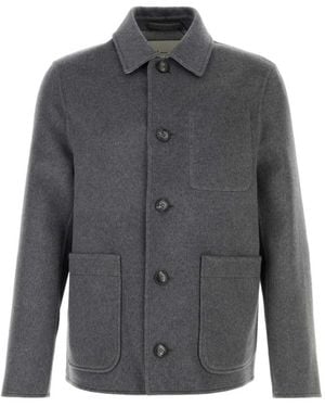 Ami Paris Ash Shirt Collar Jacket - Gray