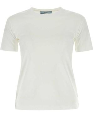 Prada Solid Crew Neck T-Shirt - White