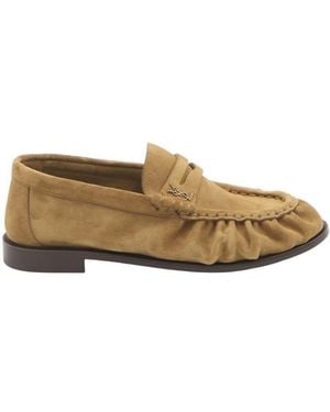 Saint Laurent Suede Loafers - Natural