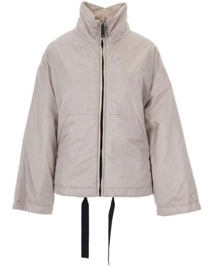 Max Mara Solid Mock Collar Jacket - Natural