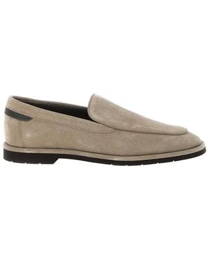 Brunello Cucinelli Monile Suede Loafers - Natural