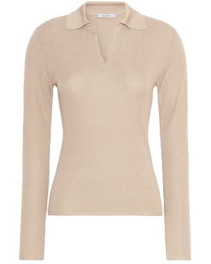 Max Mara Knitted Shirt Collar Sweater - Natural