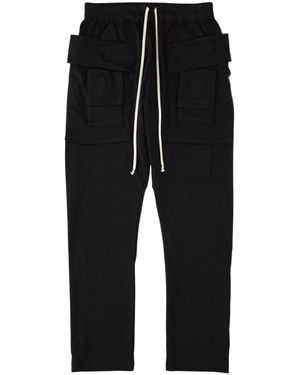 Rick Owens Relaxed Fit Cropped Cargo Trousers With Contrast Drawstring - Black