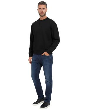 BOSS Solid Henley Sweatshirt - Black