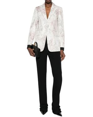 Max Mara Floral Notched Lapel Blazer - White